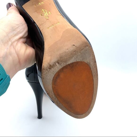 Cole Haan Nike Air Chelsea Black Patent Platform Pump Heels 8.5 NARROW - Picture 9 of 10